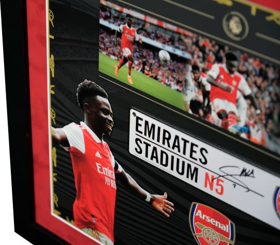 Bukayo Saka Signed Mini Roadsign Framed Display