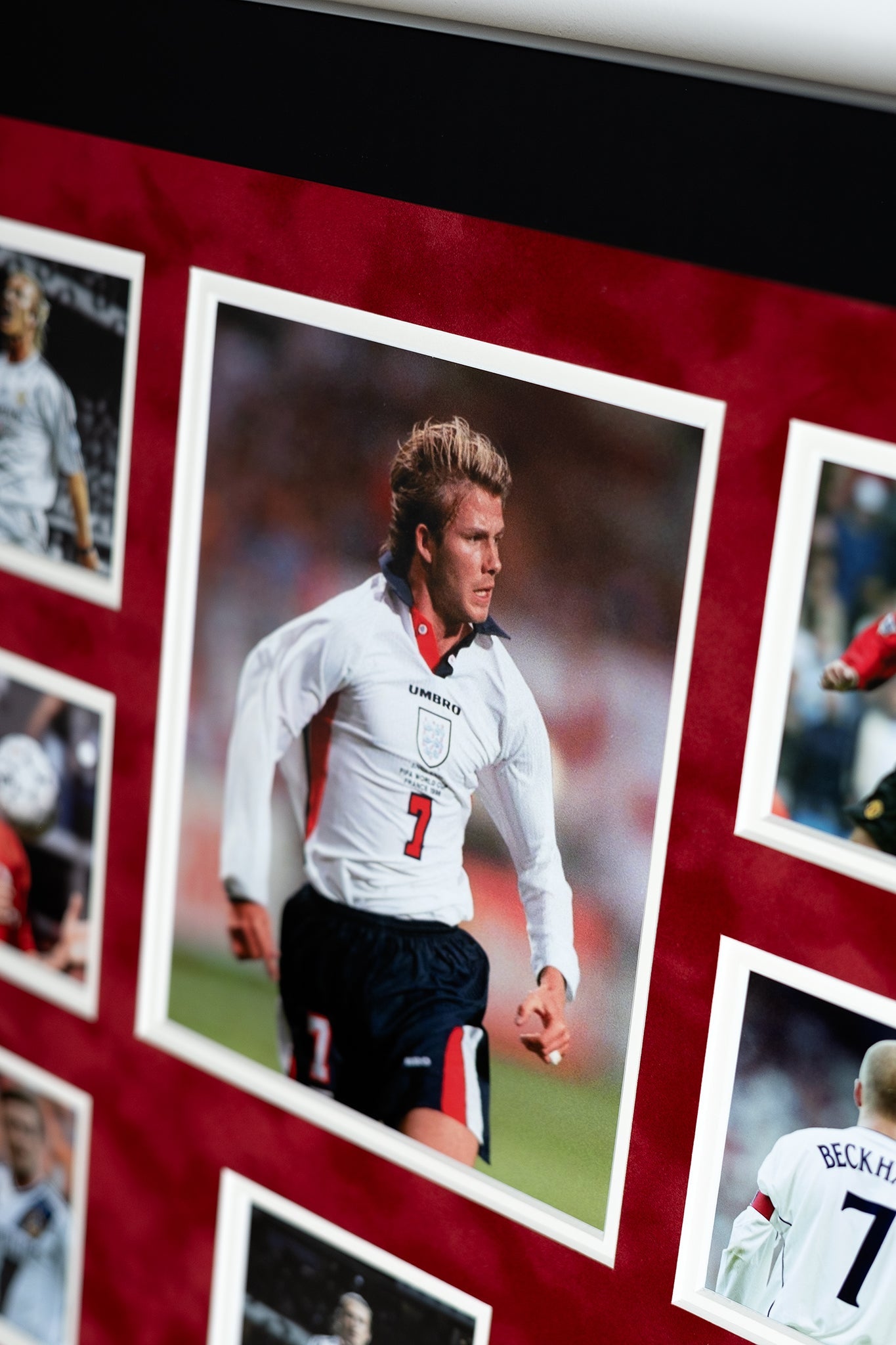 David Beckham 1998 World Cup England Tracksuit Swatch Framed Display