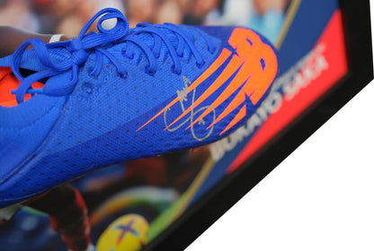 Bukayo Saka Arsenal Signed Blue Boot Framed Display