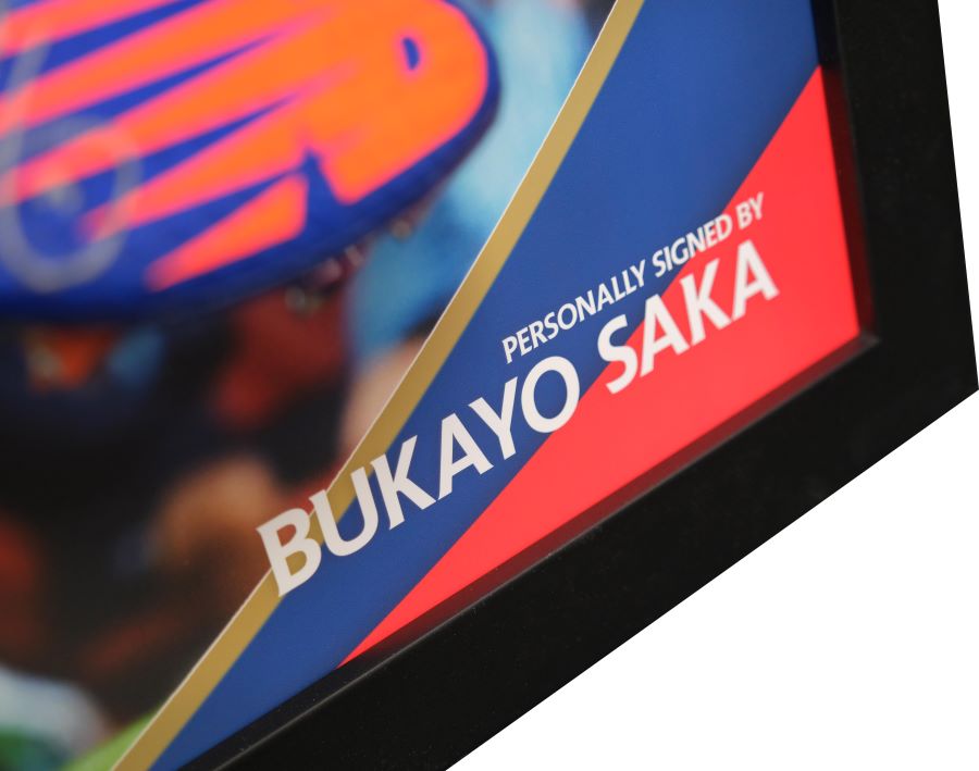 Bukayo Saka Arsenal Signed Blue Boot Framed Display