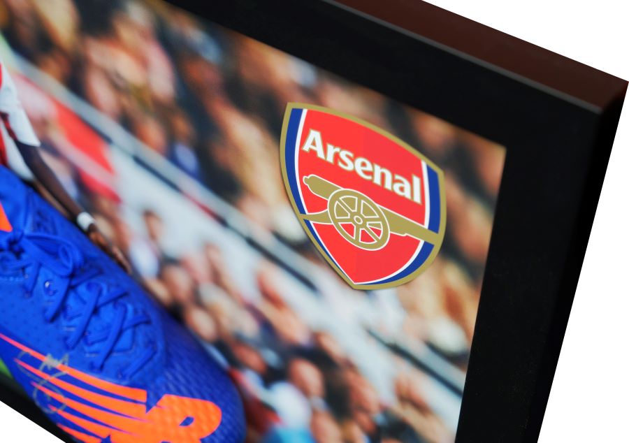 Bukayo Saka Arsenal Signed Blue Boot Framed Display