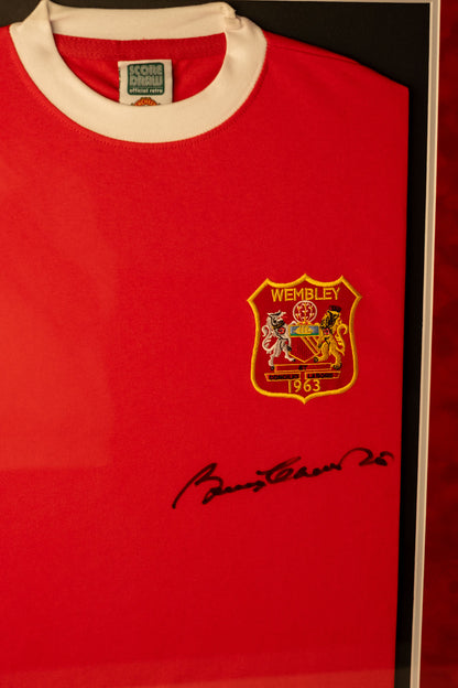 Denis Law and Bobby Charlton Signed Dual Shirt Display