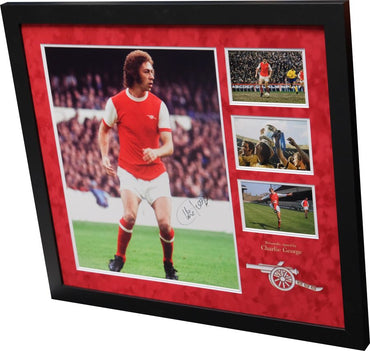 Charlie George Large Arsenal Signed Framed Display