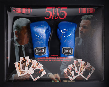5vs5 Frank Warren, Eddie Hearn x10 boxers Signature Gloves Display