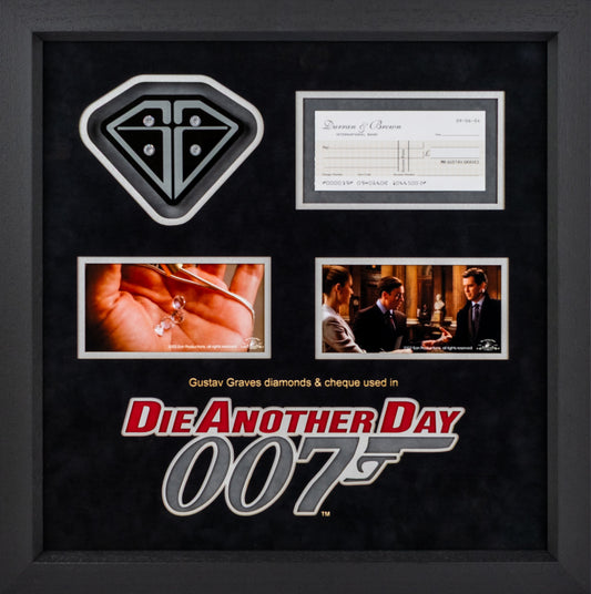 007: Die Another Day: Gustav Graves Screen Used Diamonds & Cheque Display