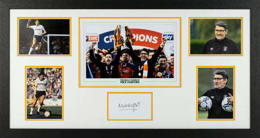 Mick Harford Luton Town FC Signed Photo Montage Whitecard