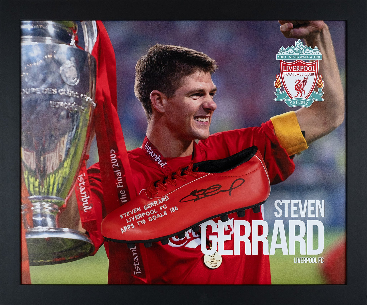 Steven Gerrard Signed Boot Framed Display