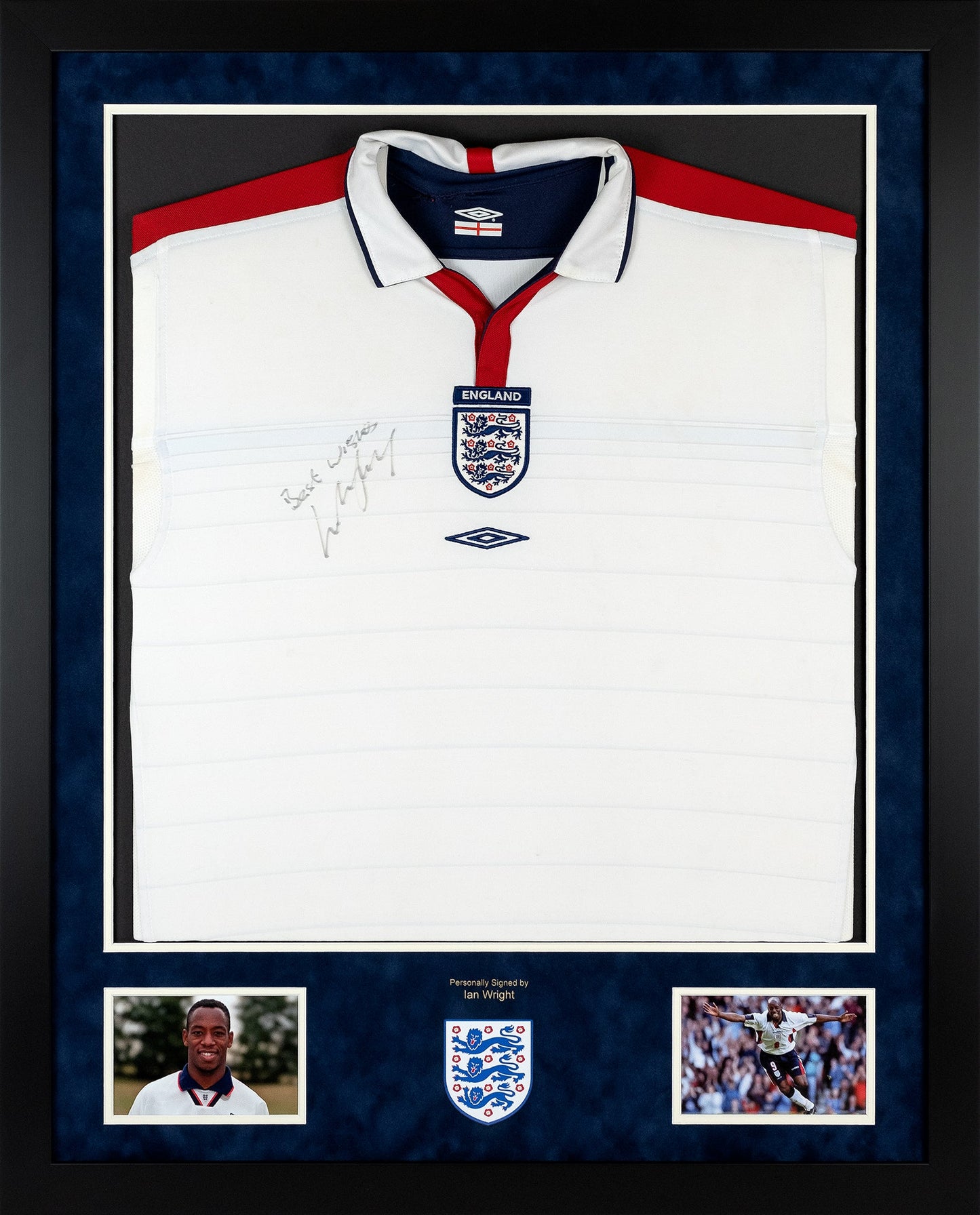 Ian Wright signed England '04 Shirt Display
