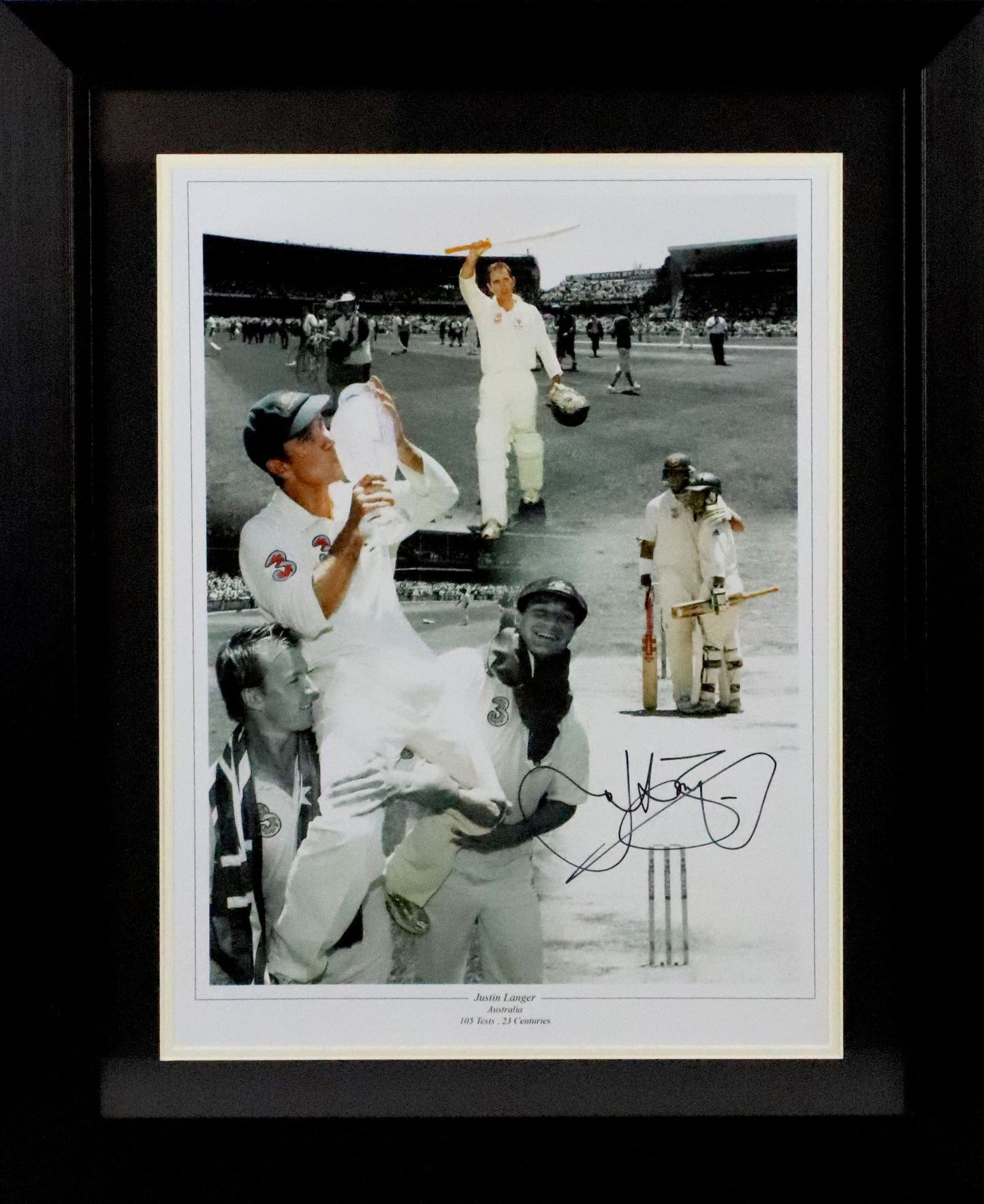 Justin Langer Signed Photo Framed Display