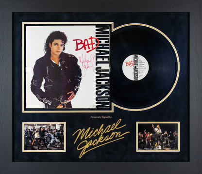 Michael Jackson Signed 'Bad' Vinyl Display