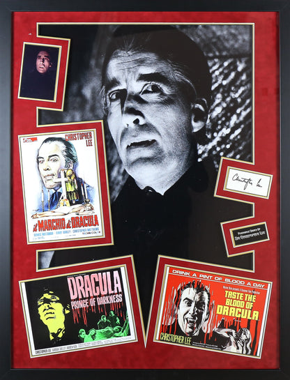 Christopher Lee, Dracula Signed Whitecard Framed Display