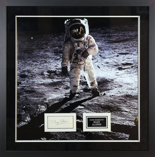 Buzz Aldrin Signed Card Framed Display