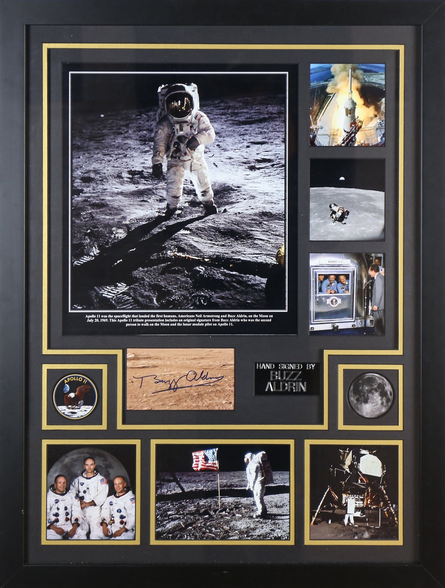 Buzz Aldrin Signed Card Framed Display