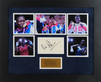 Nicola Adams Signed White Card Framed Display
