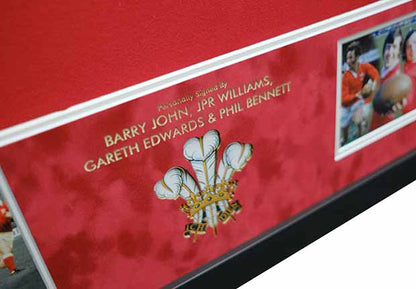 Welsh Rugby Legends signed shirt Barry John, JPR Williams, Gareth Edwards & Phil Bennett
