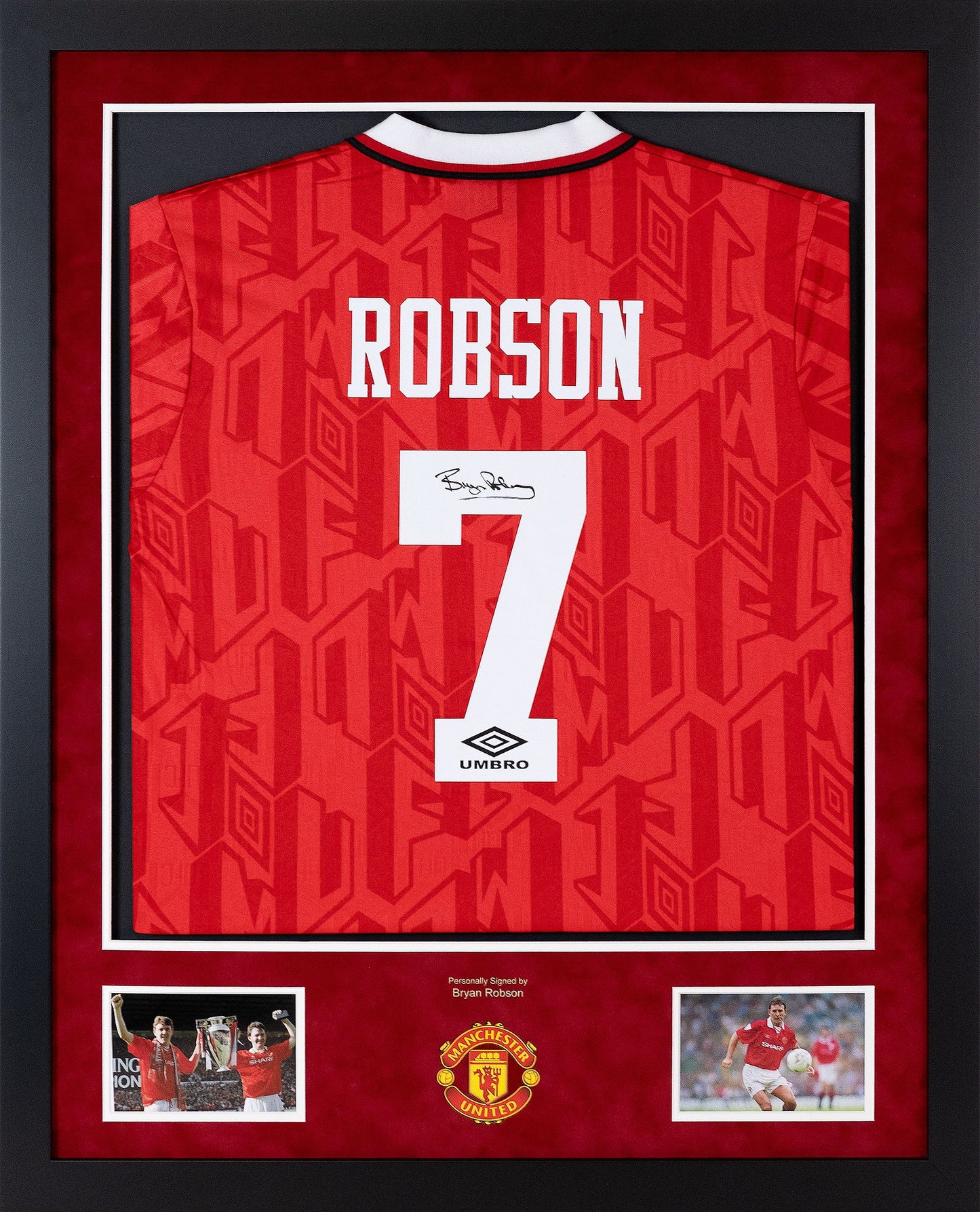 Signed Bryan Robson 92/94 Home Shirt Display