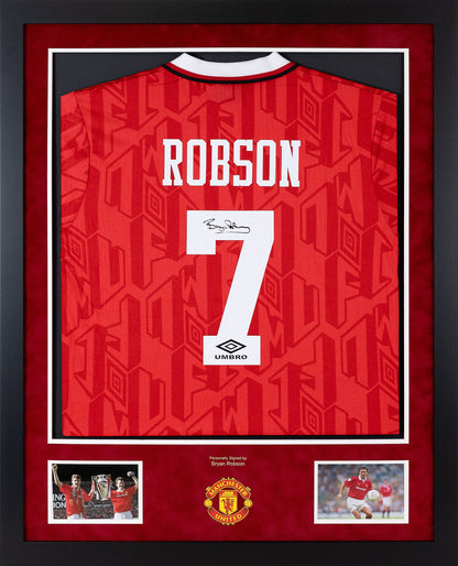 Signed Bryan Robson 92/94 Home Shirt Display
