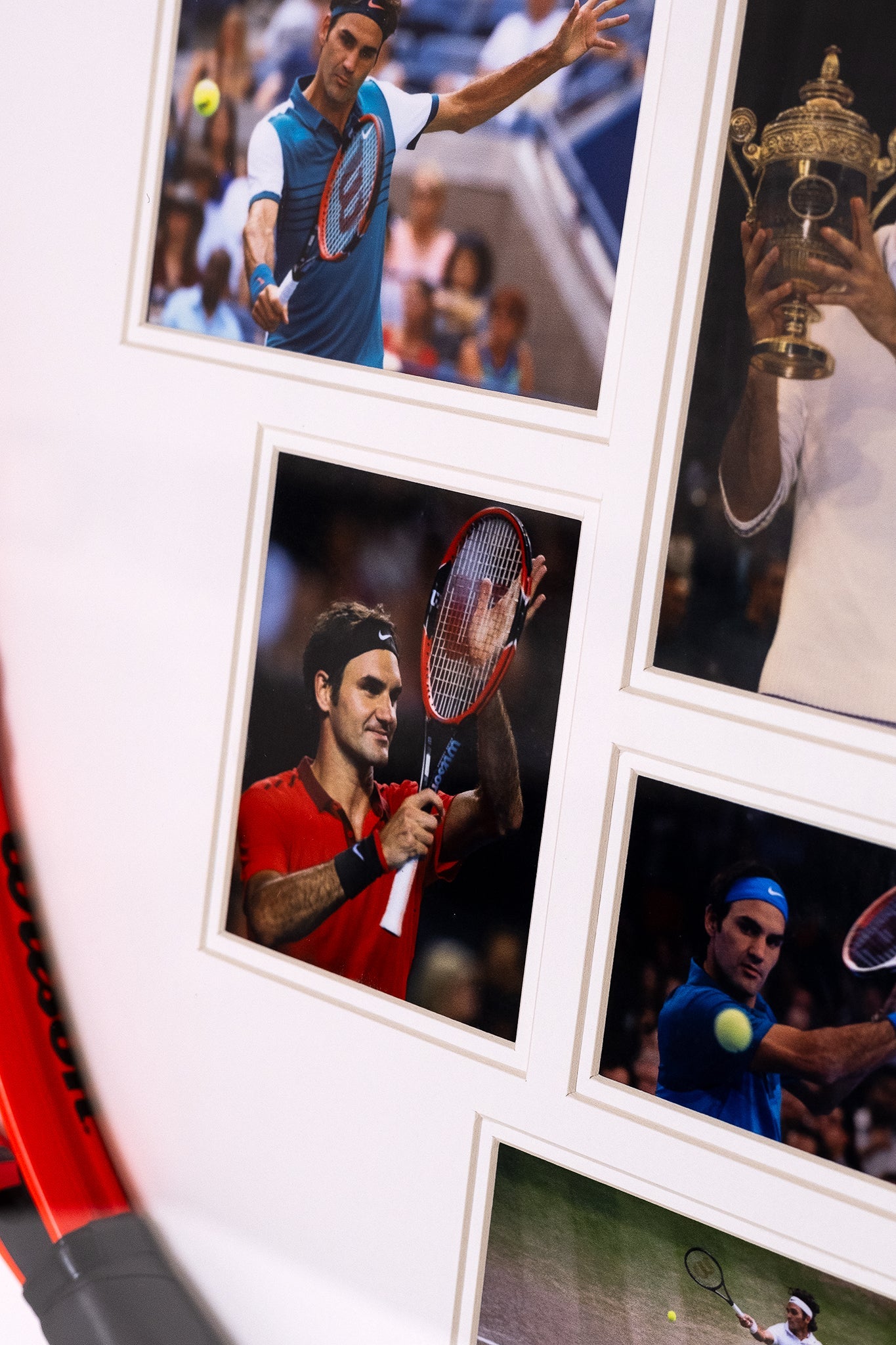 Roger Federer Signed White Card With Racket Framed Display