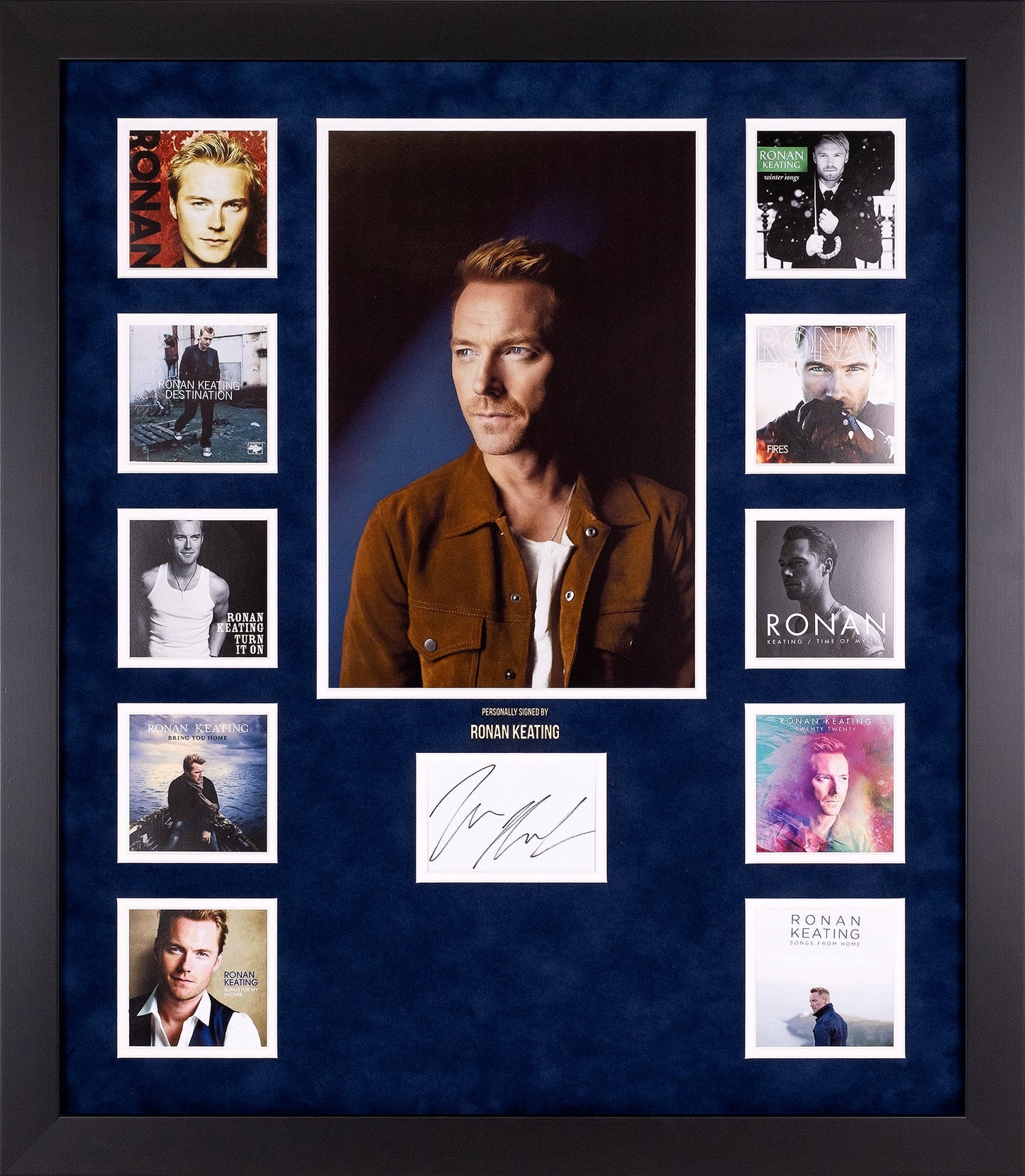 Ronan Keating Signed Whitecard Framed Display