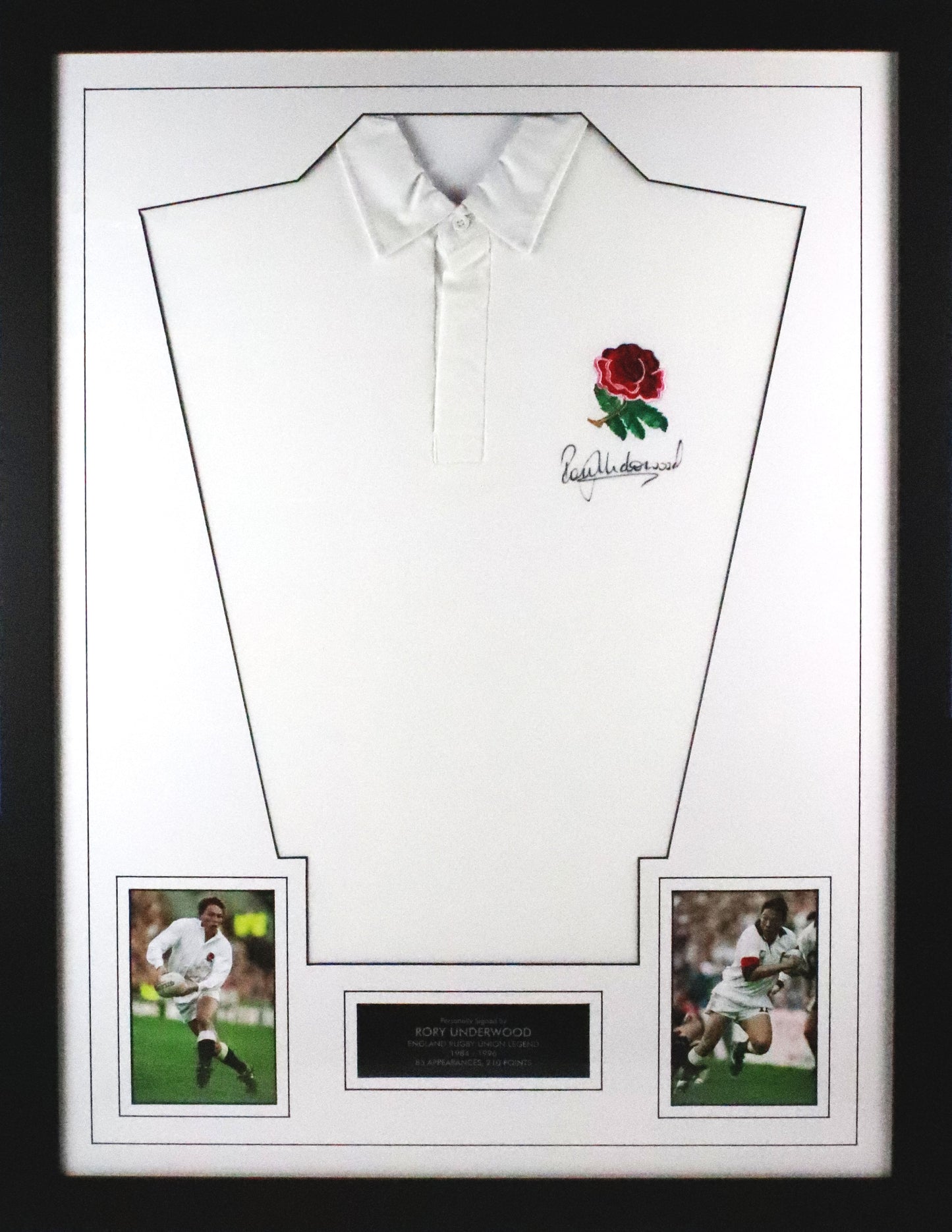 Rory Underwood Signed England Rugby Shirt Display