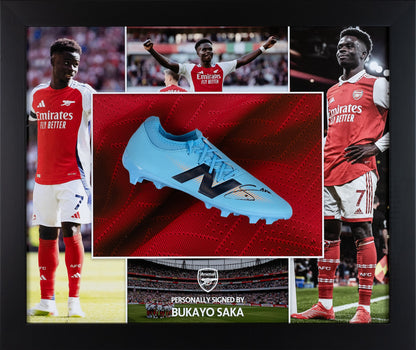 Bukayo Saka Signed Blue Boot Arsenal Display