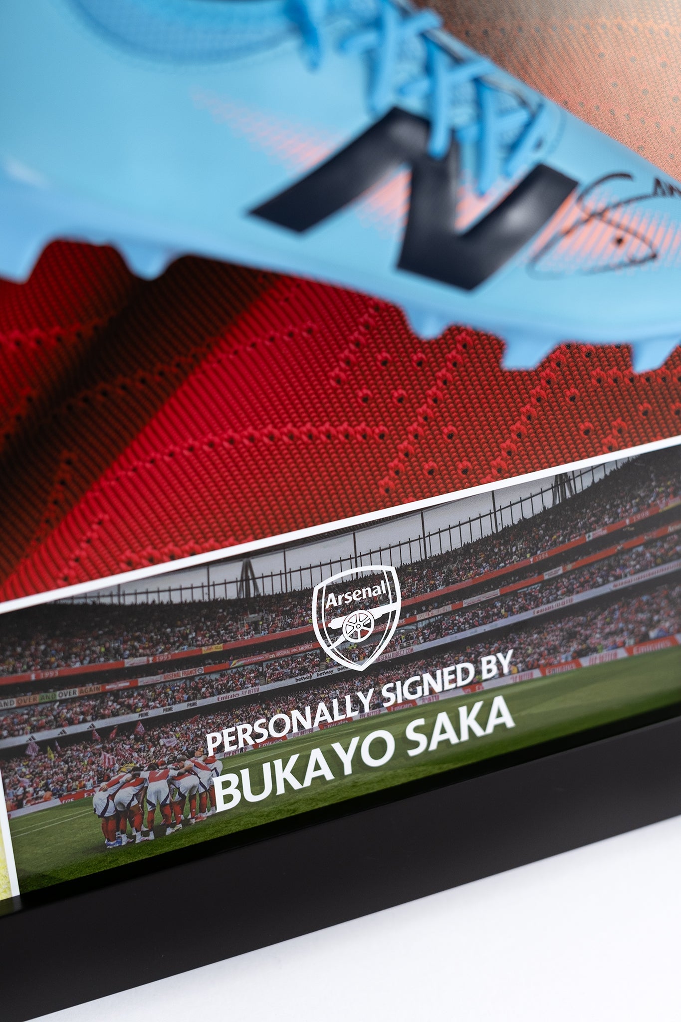 Bukayo Saka Signed Blue Boot Arsenal Display