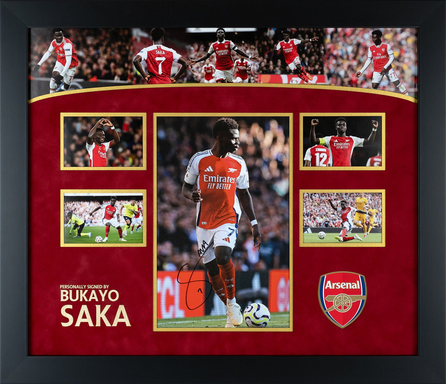 Bukayo Saka Signed 12x8 Photograph Display