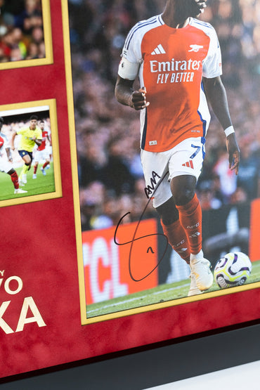 Bukayo Saka Signed 12x8 Photograph Display