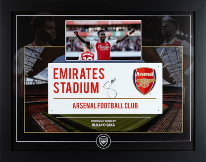 Bukayo Saka Arsenal Signed Road Sign Display