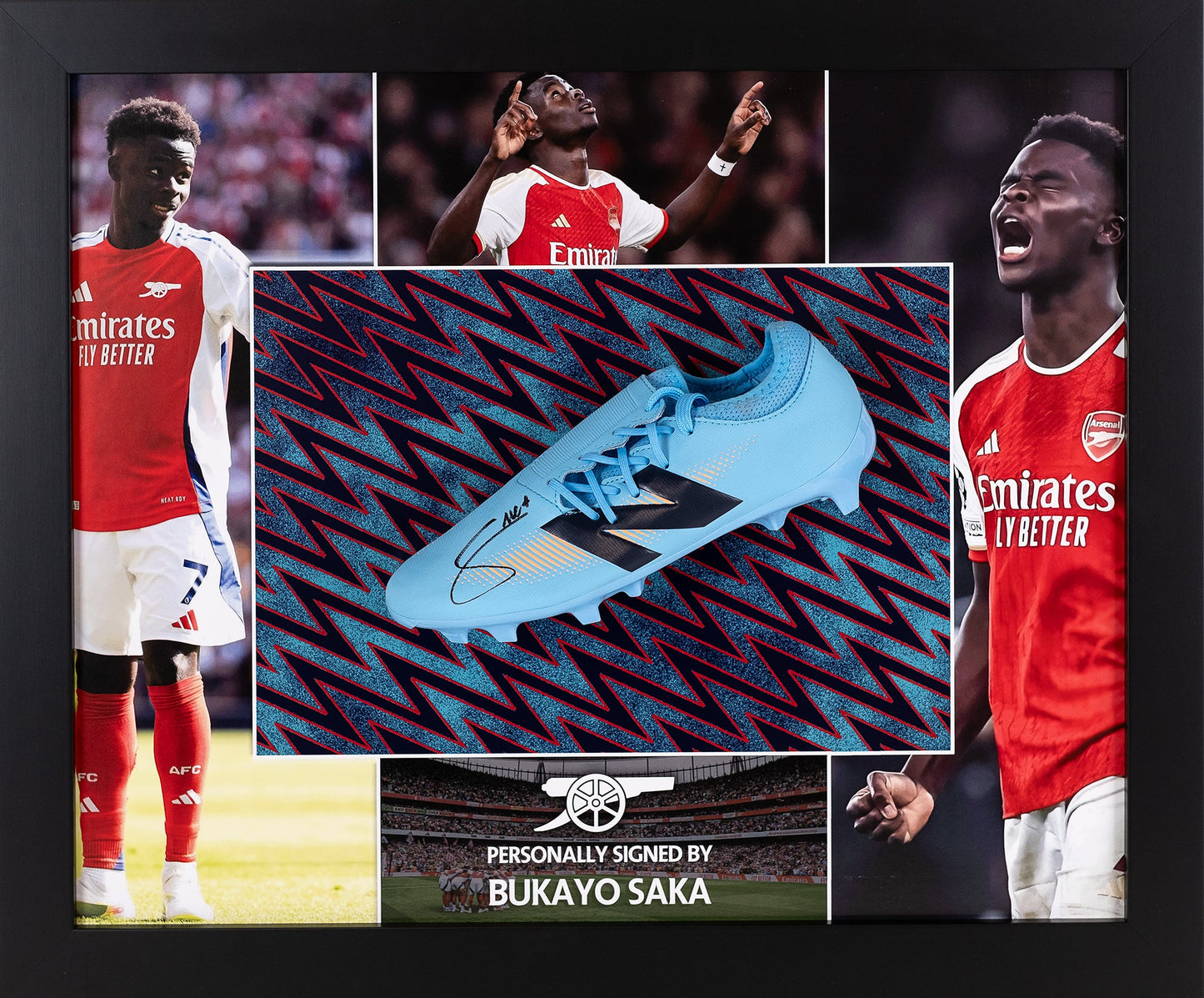 Bukayo Saka Signed Blue Boot Arsenal Display