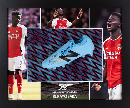 Bukayo Saka Signed Blue Boot Arsenal Display