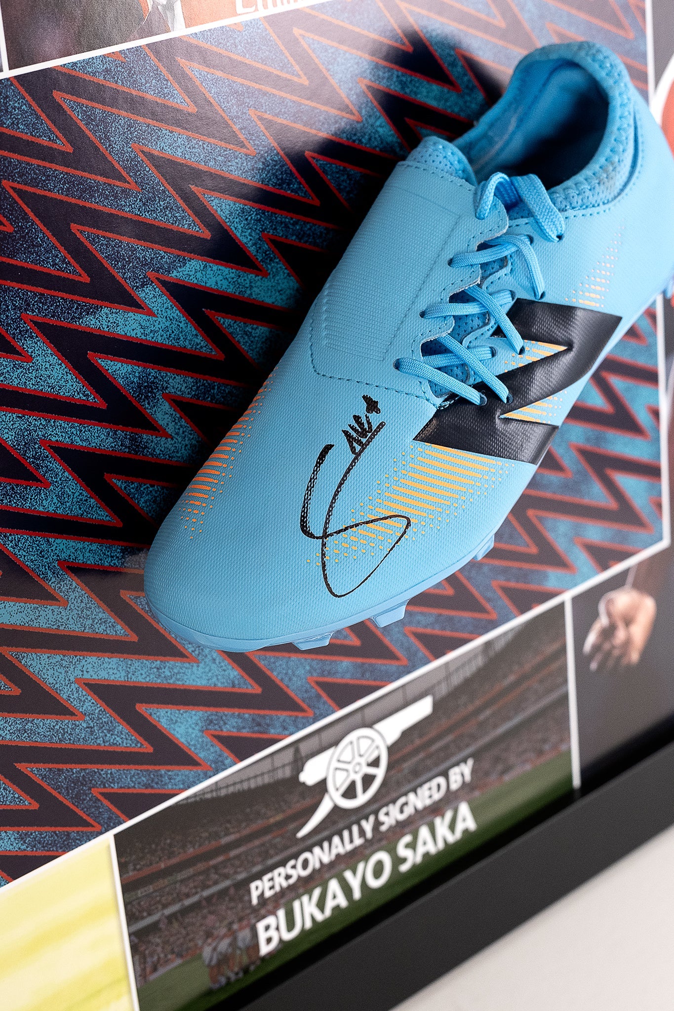 Bukayo Saka Signed Blue Boot Arsenal Display