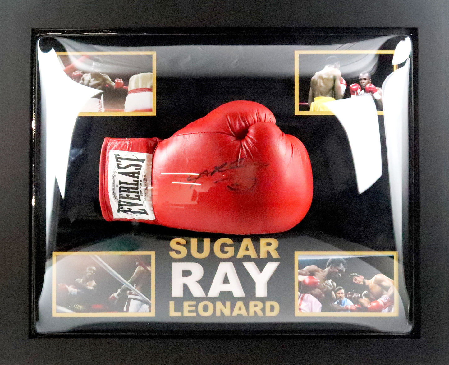 Sugar Ray Leonard Signed Glove Framed Display