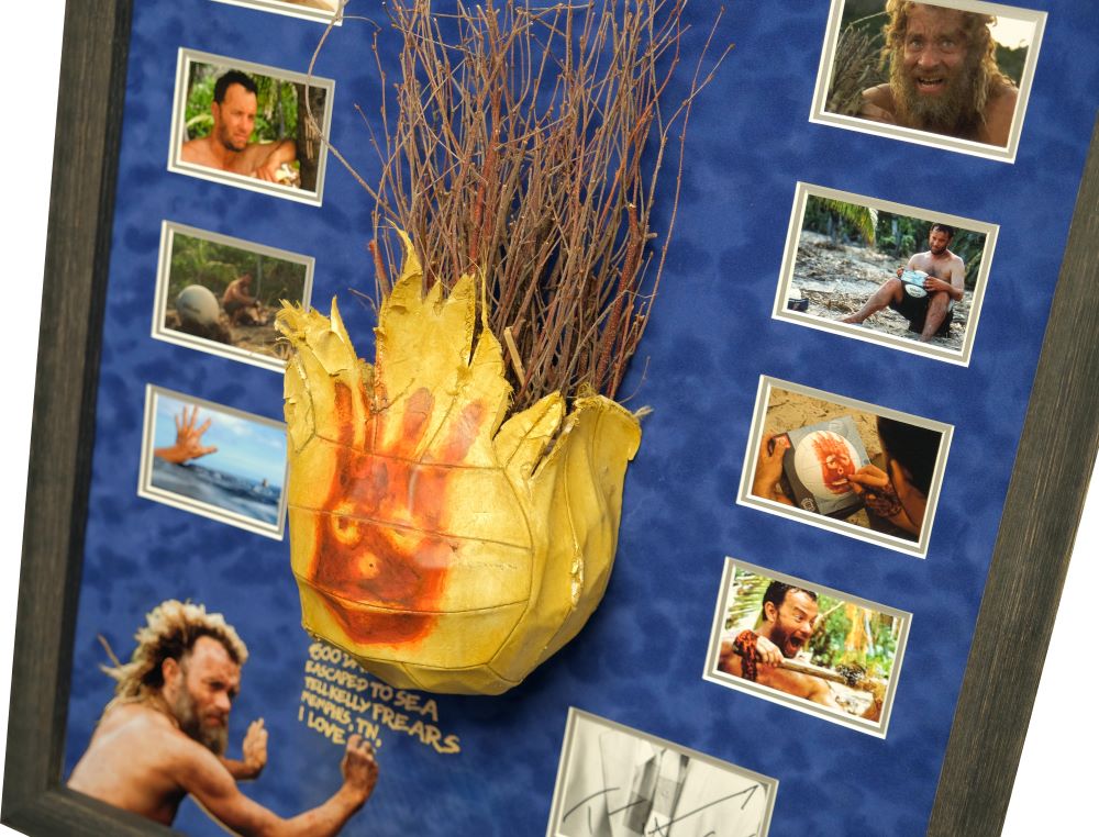 Cast Away Photo Signed by Tom Hanks and 'Wilson' Volleyball Head Framed Display