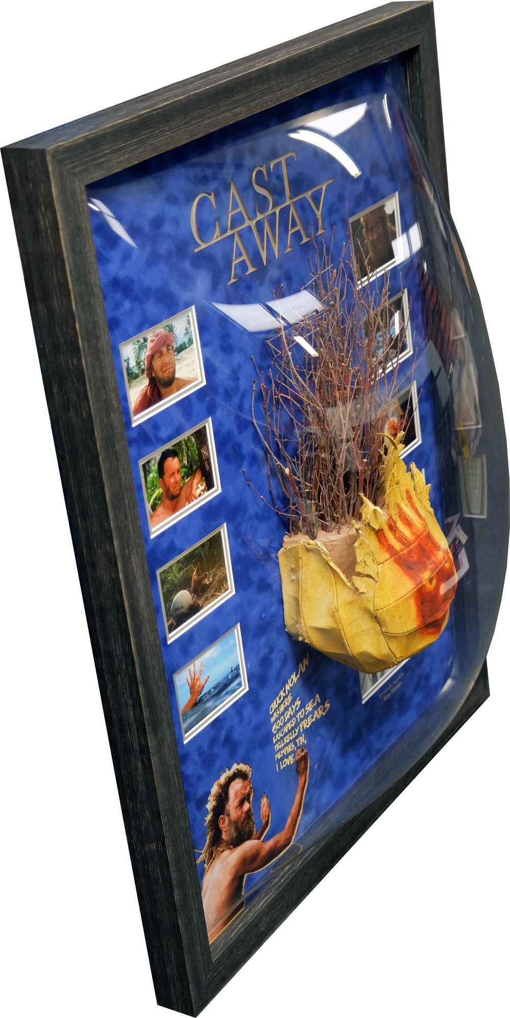 Cast Away Photo Signed by Tom Hanks and 'Wilson' Volleyball Head Framed Display