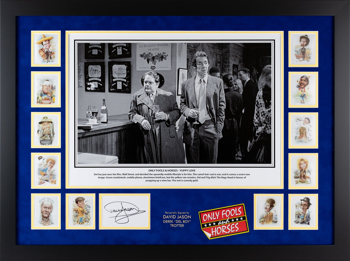 Sir David Jason, Only Fools And Horses Signed Whitecard Yuppy Love Framed Display