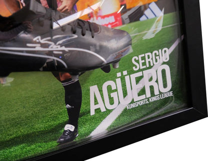 Aguero Signed Kunisports Boot Framed Display - Memorabilia Framers Shop