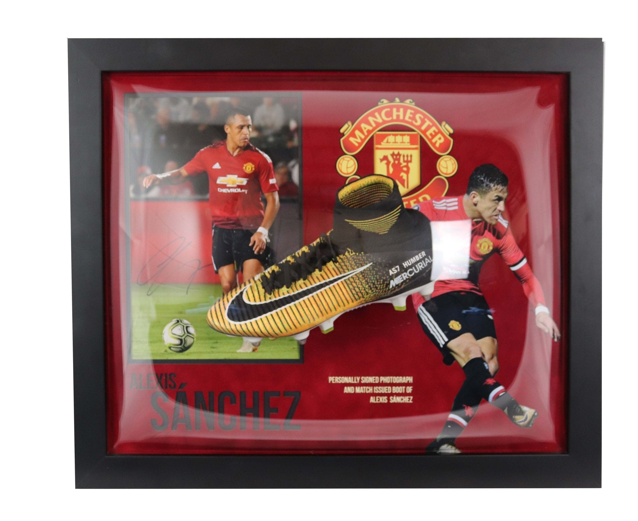 alexis sanchez signed manchester united football boot - Memorabilia Framers Shop