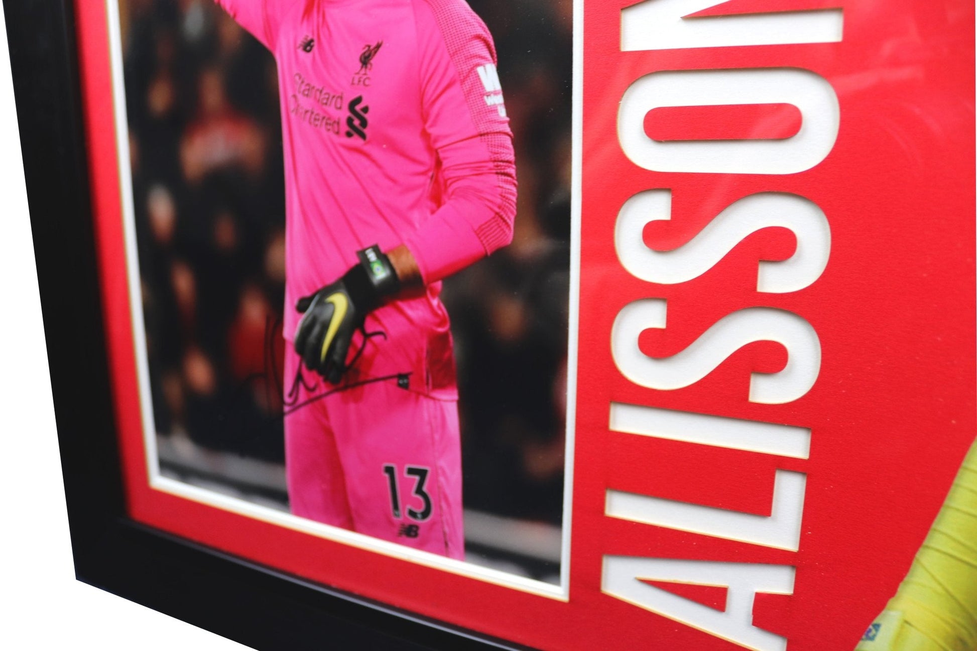 Alisson Becker LFC signed photo display - Memorabilia Framers Shop