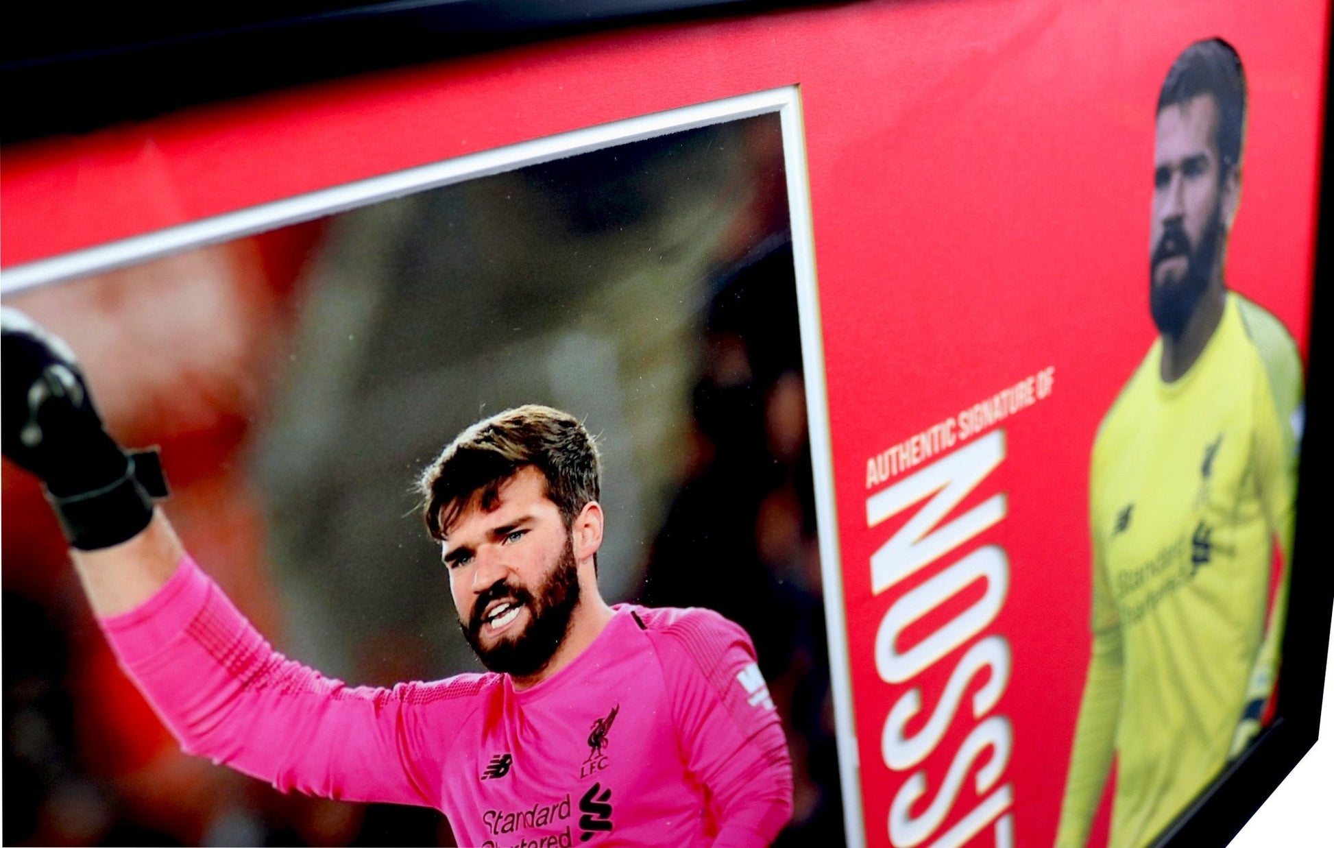 Alisson Becker LFC signed photo display - Memorabilia Framers Shop