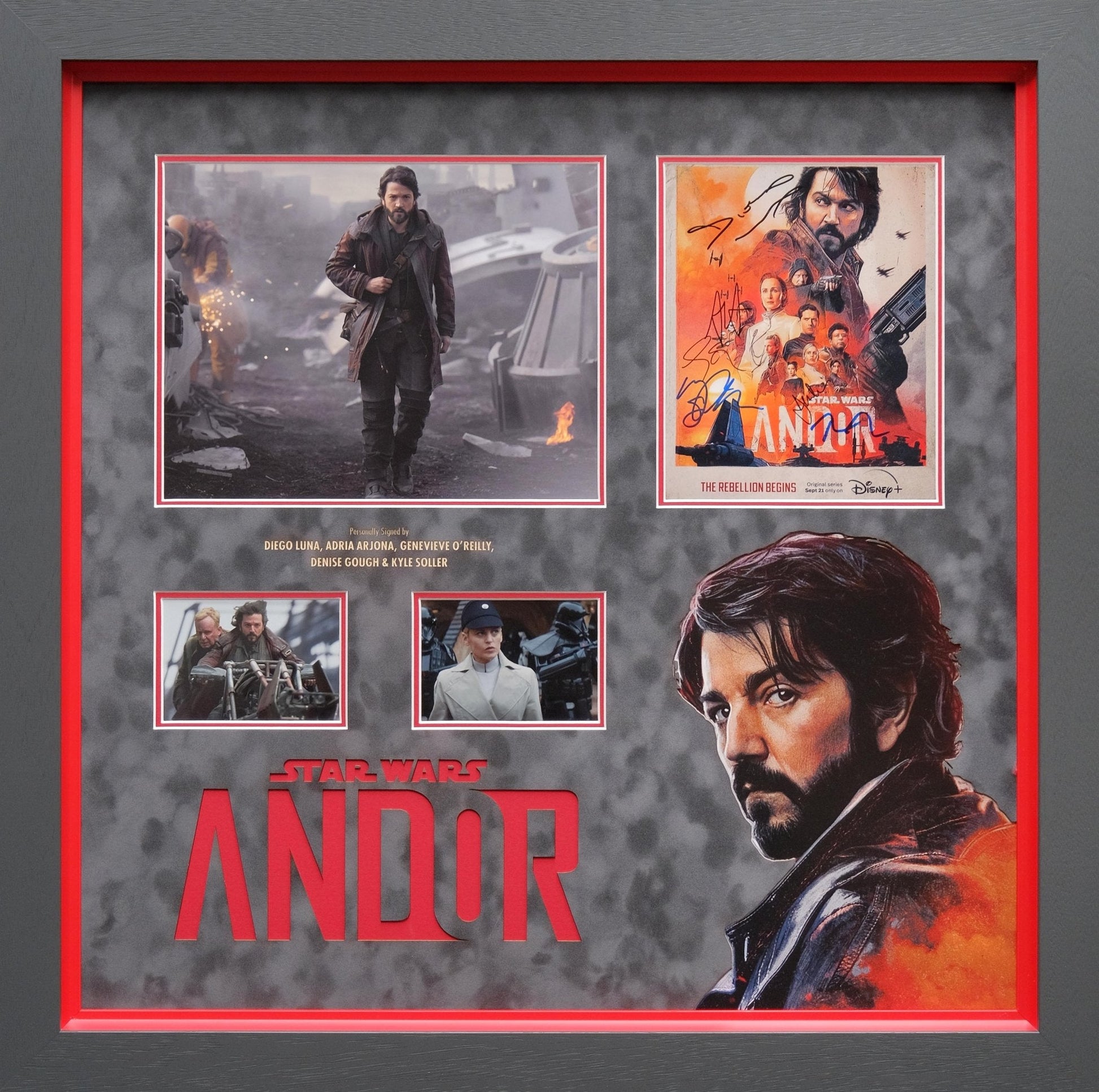 Andor Star Wars Signed by Diego Luna, Ardria Arjona, Genevieve O' Reilly, Dennis Gough, Kyle Soller  Memorabilia Framers Shop