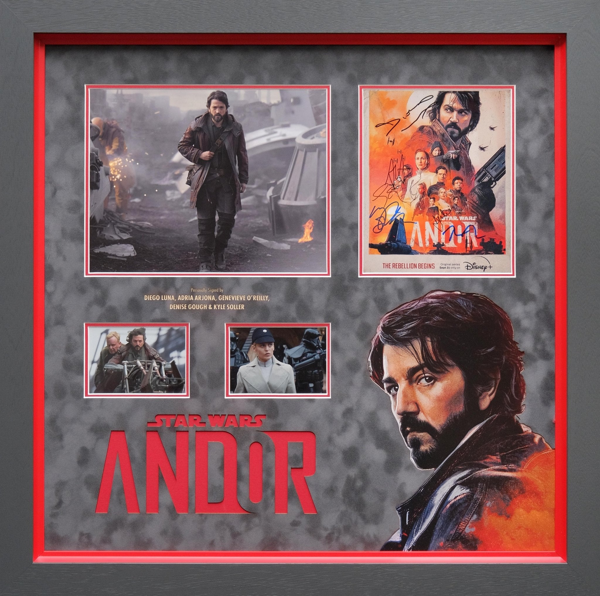 Andor Star Wars Signed by Diego Luna, Ardria Arjona, Genevieve O' Reilly, Dennis Gough, Kyle Soller  Memorabilia Framers Shop