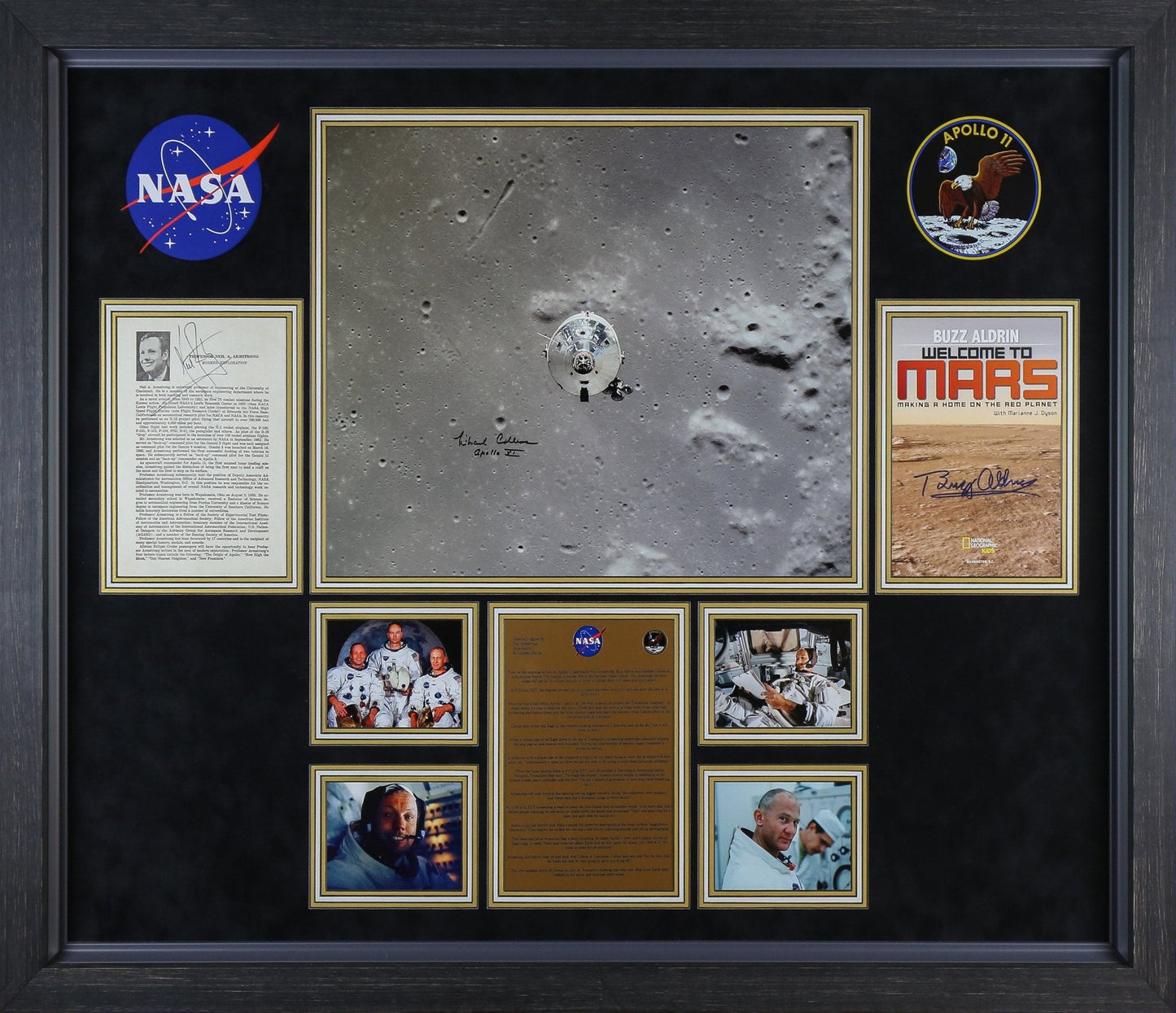 Apollo 11 Triple Signed Framed Display - Memorabilia Framers Shop