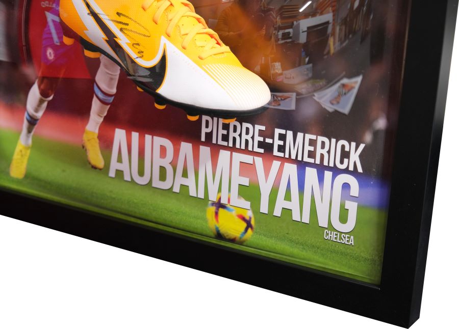 Aubameyang Signed Chelsea Boot Framed Display - Memorabilia Framers Shop