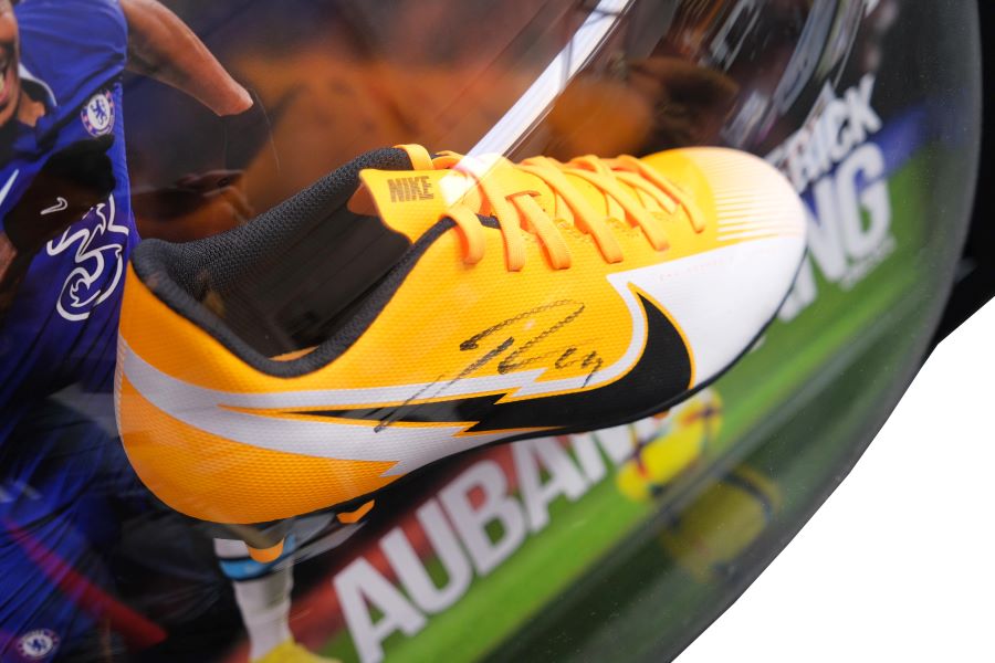 Aubameyang Signed Chelsea Boot Framed Display - Memorabilia Framers Shop