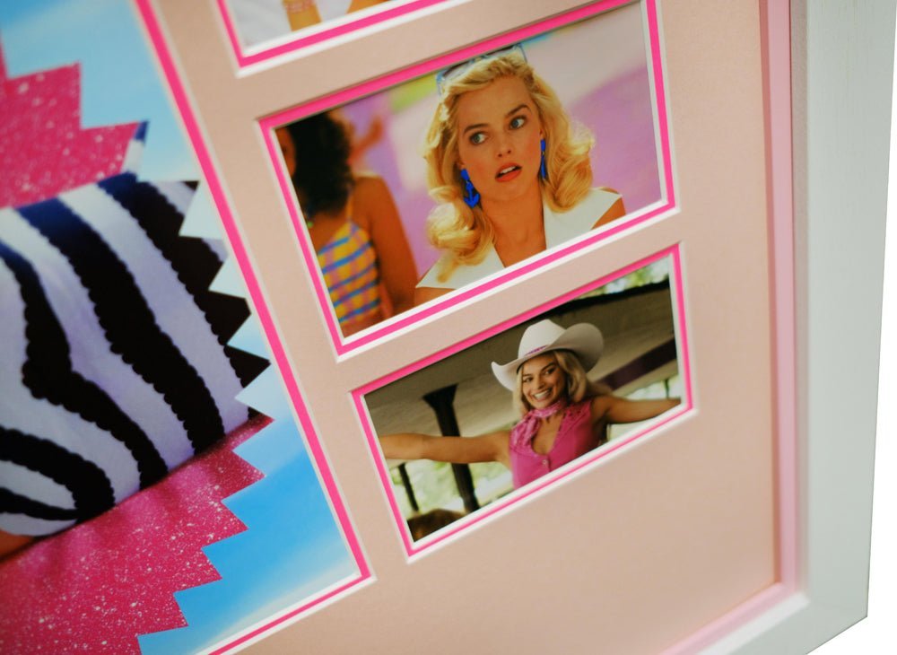 Barbie white card display signed by Margot Robbie - Memorabilia Framers Shop
