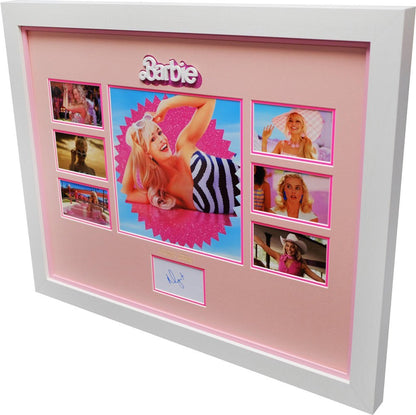 Barbie white card display signed by Margot Robbie - Memorabilia Framers Shop