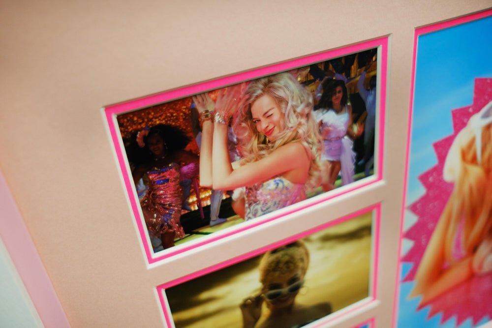 Barbie white card display signed by Margot Robbie - Memorabilia Framers Shop