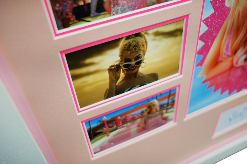Barbie white card display signed by Margot Robbie - Memorabilia Framers Shop