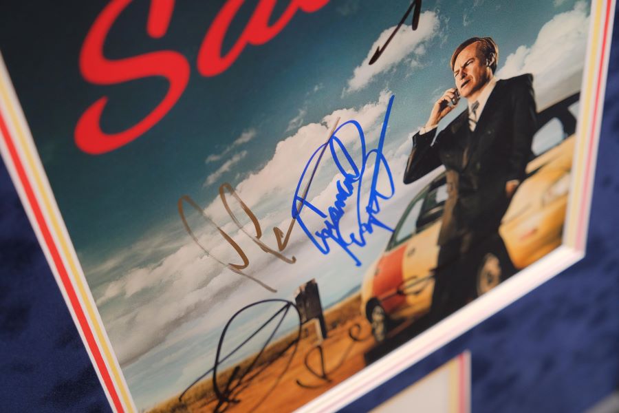 Better Call Saul Multi Signed Photo With Individual Signed Bob Odenkirk White Card - Memorabilia Framers Shop